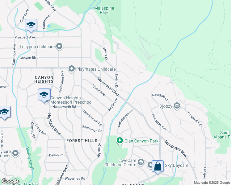 map of restaurants, bars, coffee shops, grocery stores, and more near 629 Montroyal Boulevard in North Vancouver