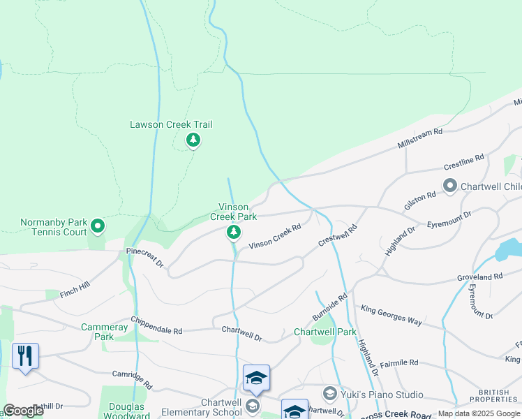 map of restaurants, bars, coffee shops, grocery stores, and more near 1175 Eyremount Drive in West Vancouver