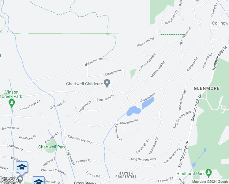 map of restaurants, bars, coffee shops, grocery stores, and more near 1110 Hillside Road in West Vancouver