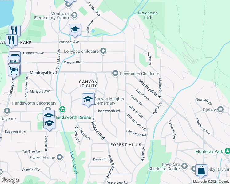 map of restaurants, bars, coffee shops, grocery stores, and more near 4591 Marineview Crescent in North Vancouver