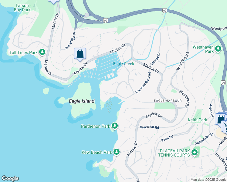 map of restaurants, bars, coffee shops, grocery stores, and more near 5741 Seaview Road in West Vancouver