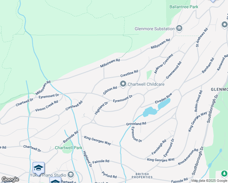 map of restaurants, bars, coffee shops, grocery stores, and more near 1112 Gilston Road in West Vancouver