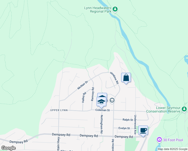 map of restaurants, bars, coffee shops, grocery stores, and more near 1526 McNair Drive in North Vancouver