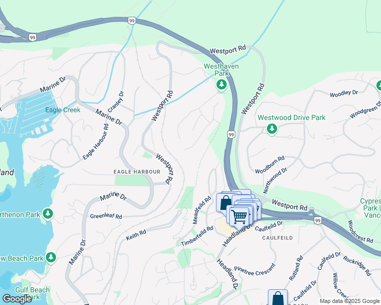 map of restaurants, bars, coffee shops, grocery stores, and more near 5309 Westhaven Wynd in West Vancouver