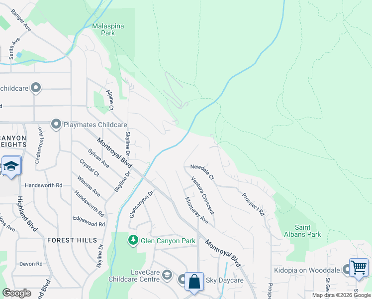 map of restaurants, bars, coffee shops, grocery stores, and more near 499 Ventura Crescent in North Vancouver