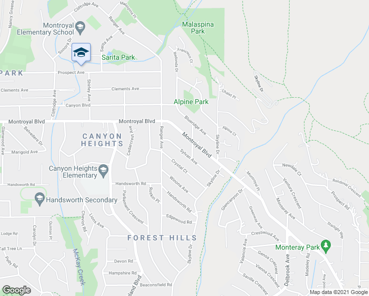 map of restaurants, bars, coffee shops, grocery stores, and more near 738 Sylvan Avenue in North Vancouver