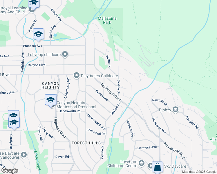 map of restaurants, bars, coffee shops, grocery stores, and more near 670 Montroyal Boulevard in North Vancouver