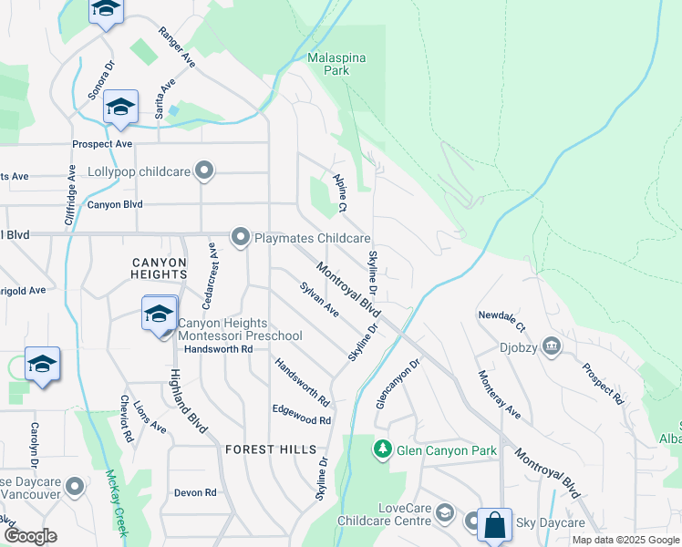 map of restaurants, bars, coffee shops, grocery stores, and more near 670 Montroyal Boulevard in North Vancouver