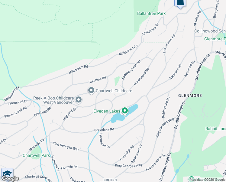 map of restaurants, bars, coffee shops, grocery stores, and more near 1035 Greenwood Place in West Vancouver