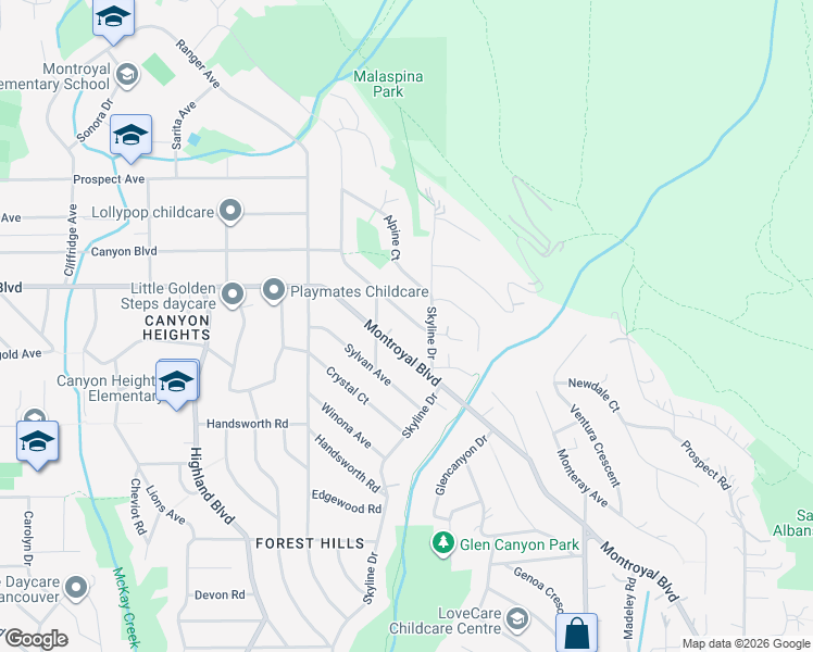 map of restaurants, bars, coffee shops, grocery stores, and more near 647 Blueridge Avenue in North Vancouver