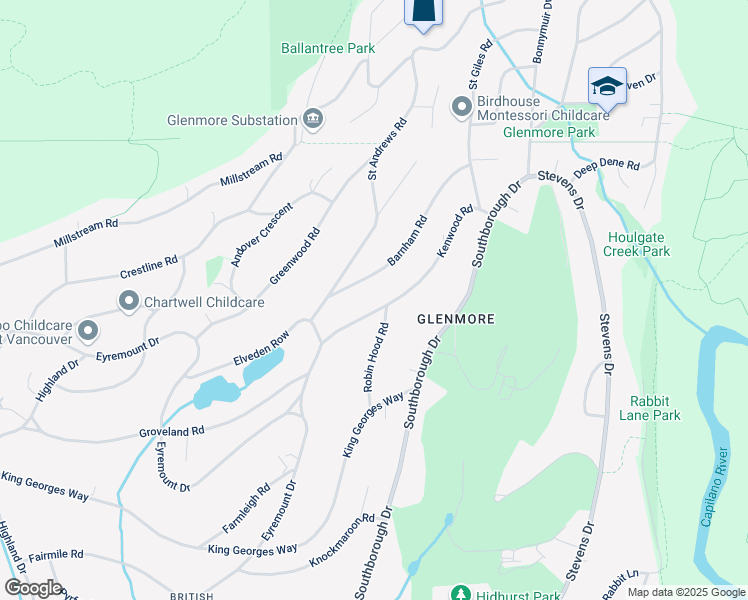 map of restaurants, bars, coffee shops, grocery stores, and more near 701 Kenwood Road in West Vancouver