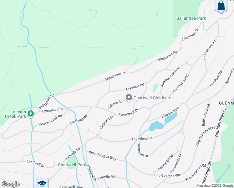 map of restaurants, bars, coffee shops, grocery stores, and more near 1127 Crestline Road in West Vancouver