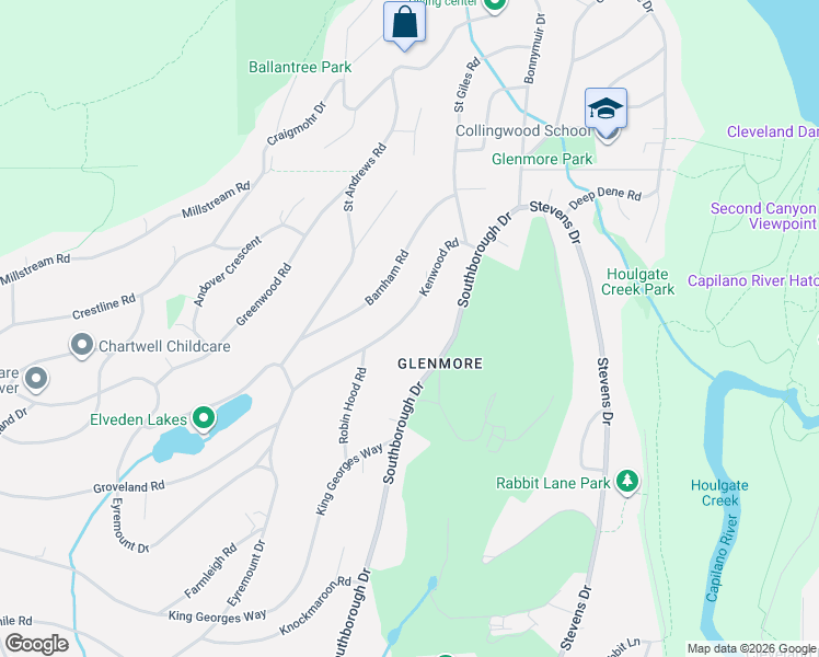 map of restaurants, bars, coffee shops, grocery stores, and more near 660 Kenwood Road in West Vancouver