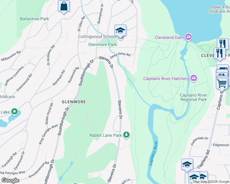 map of restaurants, bars, coffee shops, grocery stores, and more near 163 Stevens Drive in West Vancouver