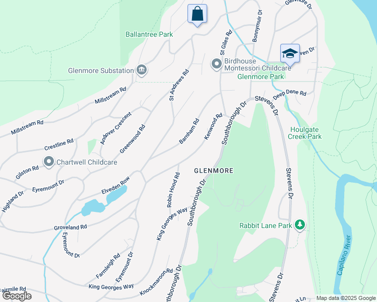 map of restaurants, bars, coffee shops, grocery stores, and more near 671 Kenwood Road in West Vancouver