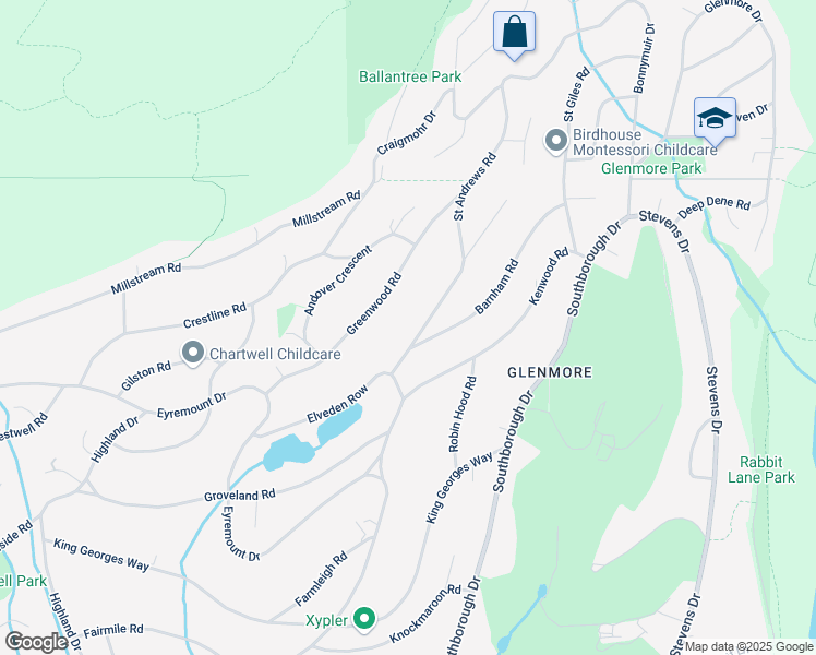 map of restaurants, bars, coffee shops, grocery stores, and more near 735 Saint Andrews Road in West Vancouver