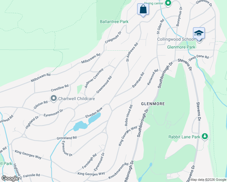 map of restaurants, bars, coffee shops, grocery stores, and more near in West Vancouver