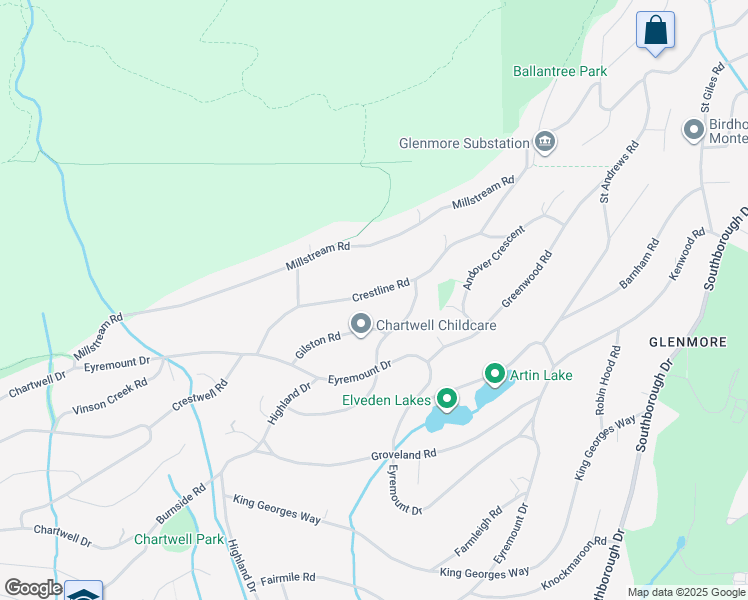 map of restaurants, bars, coffee shops, grocery stores, and more near 1118 Crestline Road in West Vancouver
