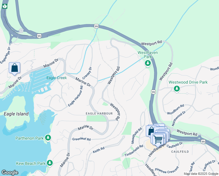 map of restaurants, bars, coffee shops, grocery stores, and more near 5703 Westport Wynd in West Vancouver
