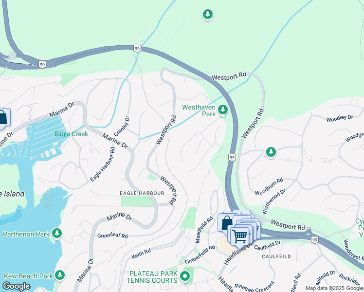 map of restaurants, bars, coffee shops, grocery stores, and more near 5532 Westhaven Road in West Vancouver