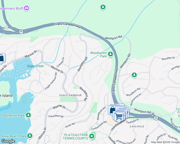map of restaurants, bars, coffee shops, grocery stores, and more near 5532 Westhaven Road in West Vancouver