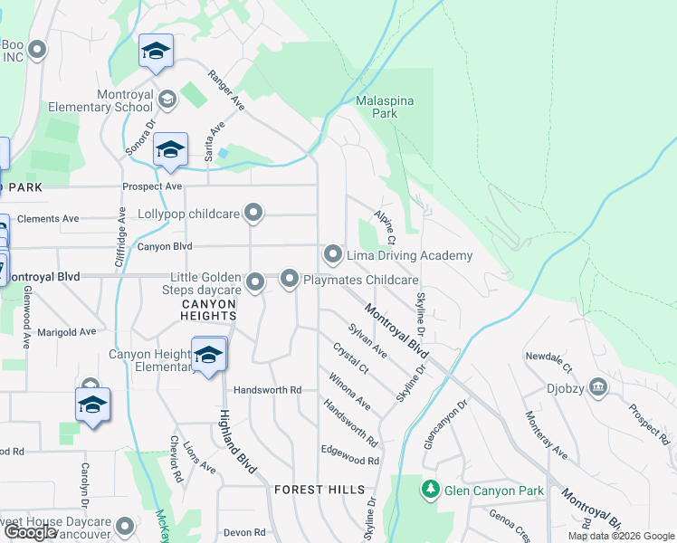 map of restaurants, bars, coffee shops, grocery stores, and more near 782 Montroyal Boulevard in North Vancouver