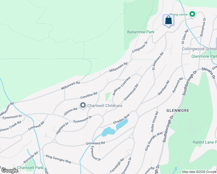 map of restaurants, bars, coffee shops, grocery stores, and more near 1060 Crestline Road in West Vancouver