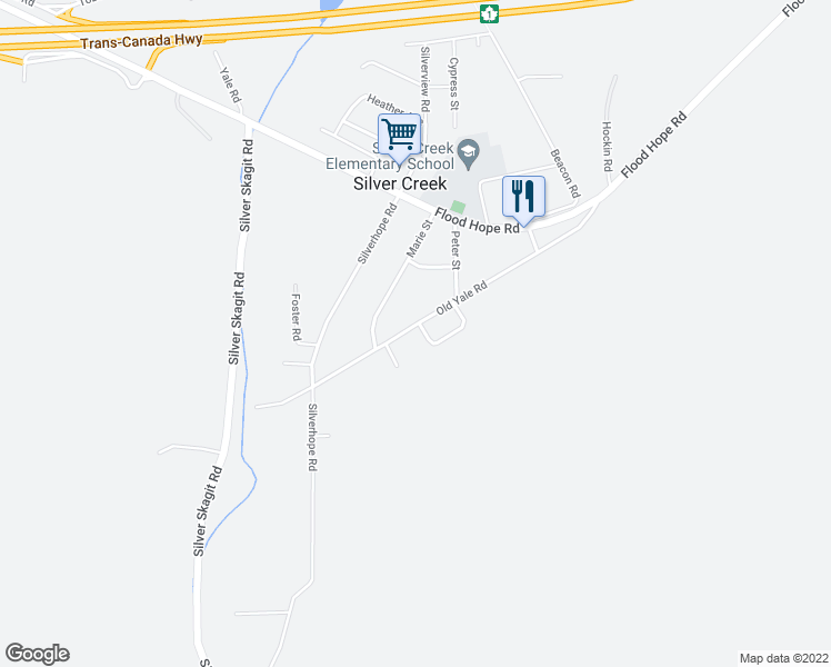 map of restaurants, bars, coffee shops, grocery stores, and more near 63780 Old Yale Road in Hope
