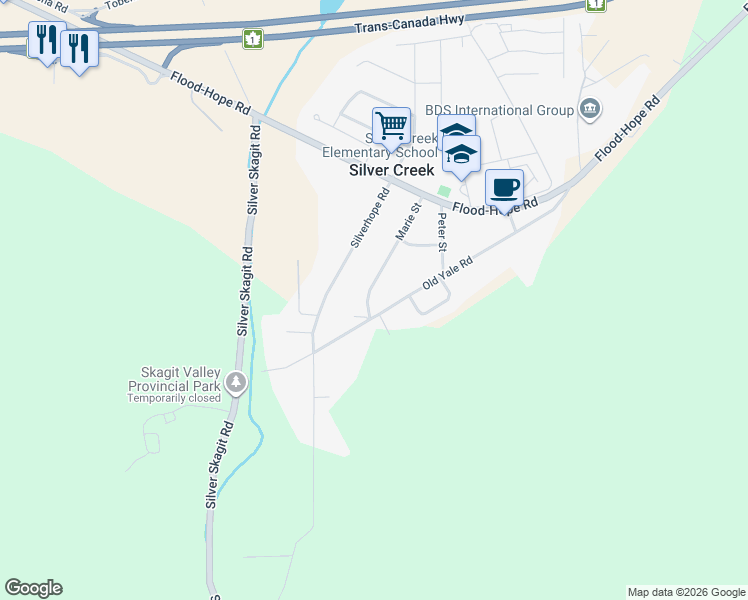 map of restaurants, bars, coffee shops, grocery stores, and more near 19756 Marie Street in Hope