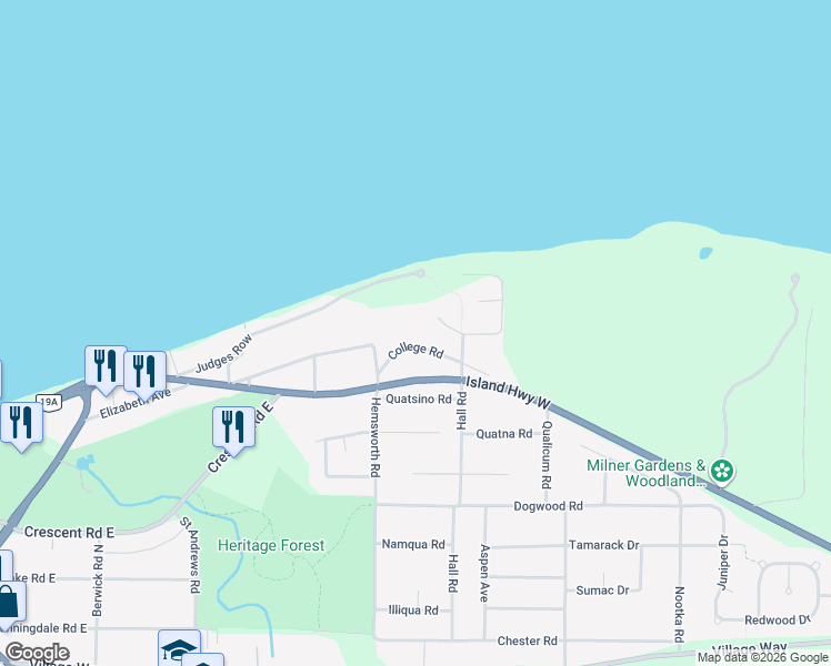 map of restaurants, bars, coffee shops, grocery stores, and more near in Qualicum Beach