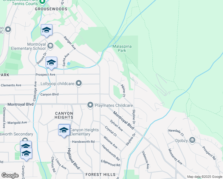 map of restaurants, bars, coffee shops, grocery stores, and more near 4938 Redonda Drive in North Vancouver