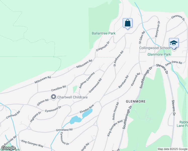 map of restaurants, bars, coffee shops, grocery stores, and more near 680 Andover Crescent in West Vancouver