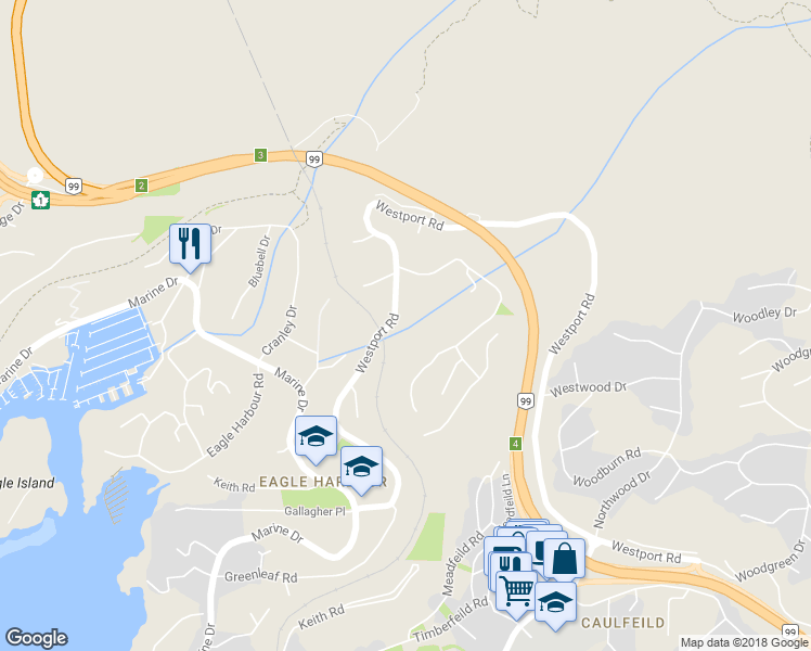 map of restaurants, bars, coffee shops, grocery stores, and more near 5669 Westport Road in West Vancouver