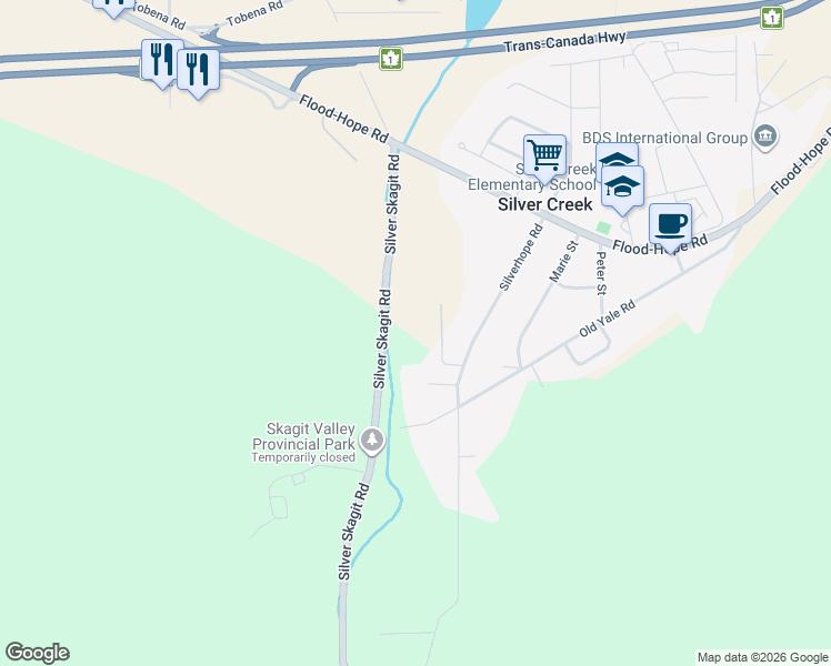 map of restaurants, bars, coffee shops, grocery stores, and more near 19743 Foster Road in Hope