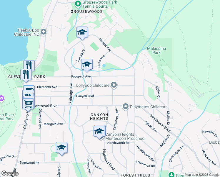 map of restaurants, bars, coffee shops, grocery stores, and more near 907 Clements Avenue in North Vancouver