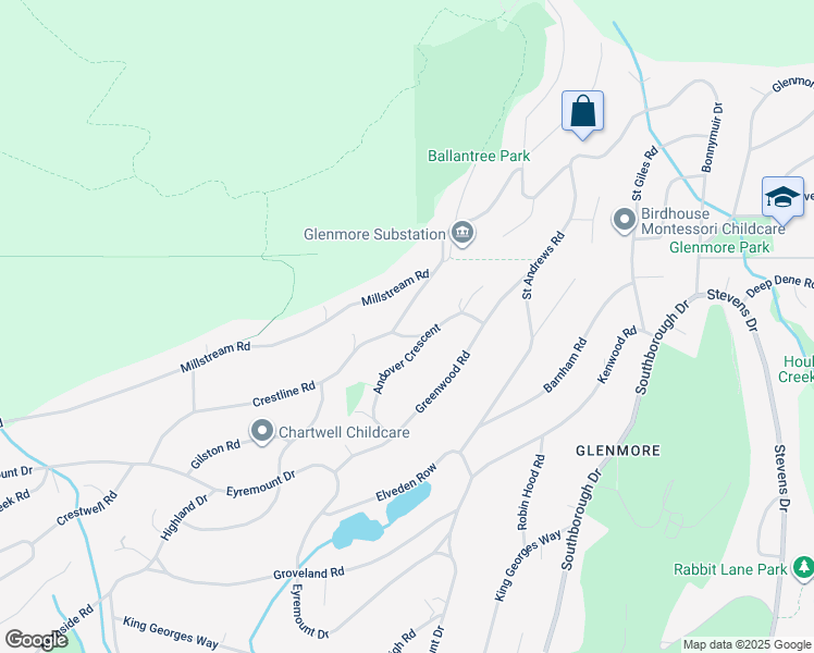 map of restaurants, bars, coffee shops, grocery stores, and more near 1027 Millstream Road in Victoria
