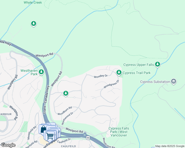 map of restaurants, bars, coffee shops, grocery stores, and more near 4779 Woodley Drive in West Vancouver