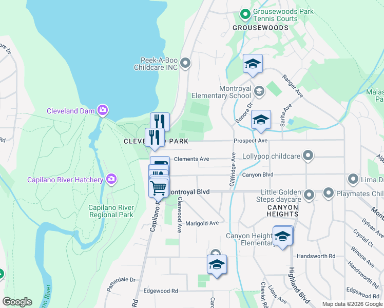 map of restaurants, bars, coffee shops, grocery stores, and more near 1076 Clements Avenue in North Vancouver