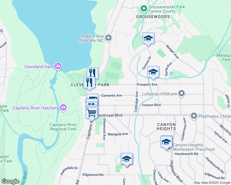map of restaurants, bars, coffee shops, grocery stores, and more near 1072 Clements Avenue in North Vancouver