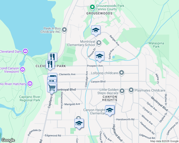 map of restaurants, bars, coffee shops, grocery stores, and more near 1010 Clements Avenue in North Vancouver