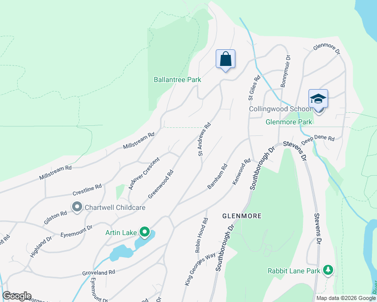 map of restaurants, bars, coffee shops, grocery stores, and more near 620 Greenwood Road in West Vancouver