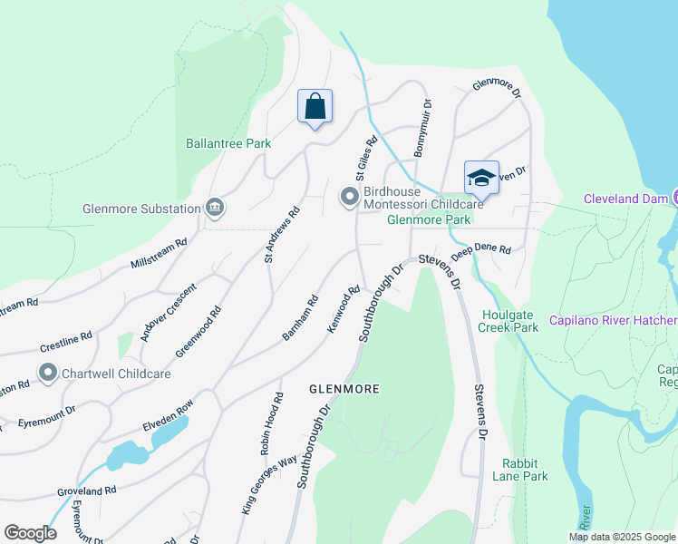 map of restaurants, bars, coffee shops, grocery stores, and more near 606 Barnham Road in West Vancouver