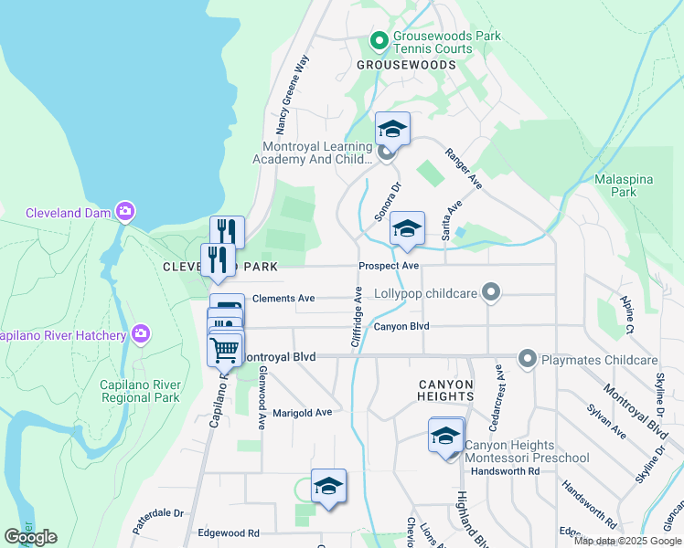 map of restaurants, bars, coffee shops, grocery stores, and more near 1033 Prospect Avenue in North Vancouver