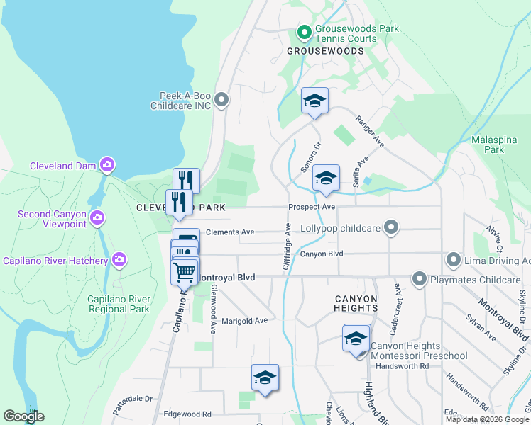 map of restaurants, bars, coffee shops, grocery stores, and more near 1041 Prospect Avenue in North Vancouver