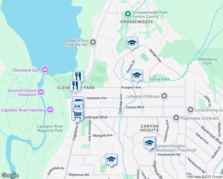 map of restaurants, bars, coffee shops, grocery stores, and more near 1041 Prospect Avenue in North Vancouver