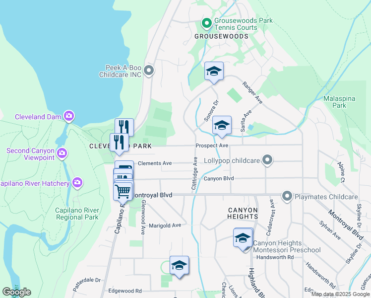 map of restaurants, bars, coffee shops, grocery stores, and more near 1033 Prospect Avenue in North Vancouver