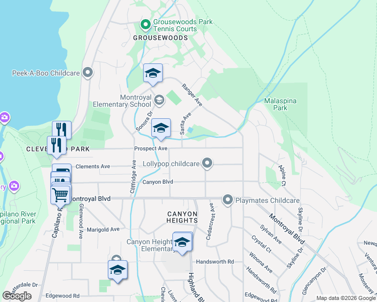 map of restaurants, bars, coffee shops, grocery stores, and more near 929 Prospect Avenue in North Vancouver