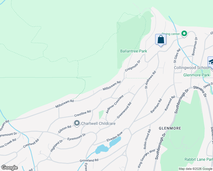 map of restaurants, bars, coffee shops, grocery stores, and more near 1053 Millstream Road in West Vancouver