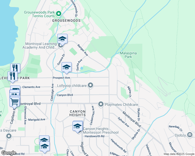map of restaurants, bars, coffee shops, grocery stores, and more near 851 Prospect Avenue in North Vancouver