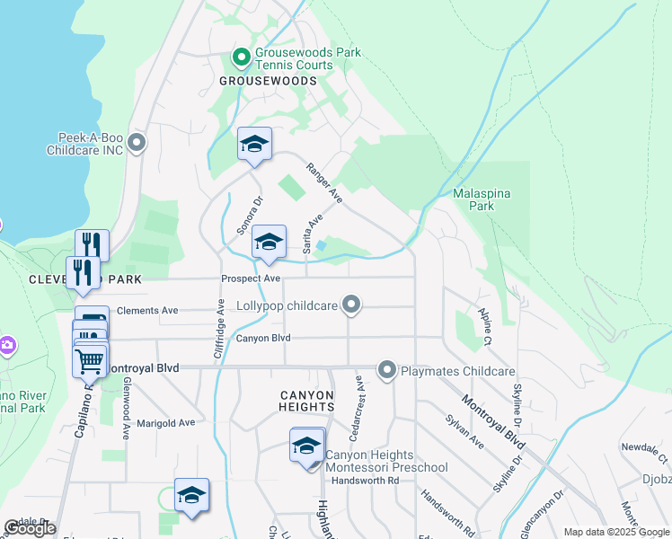 map of restaurants, bars, coffee shops, grocery stores, and more near 912 Prospect Avenue in North Vancouver